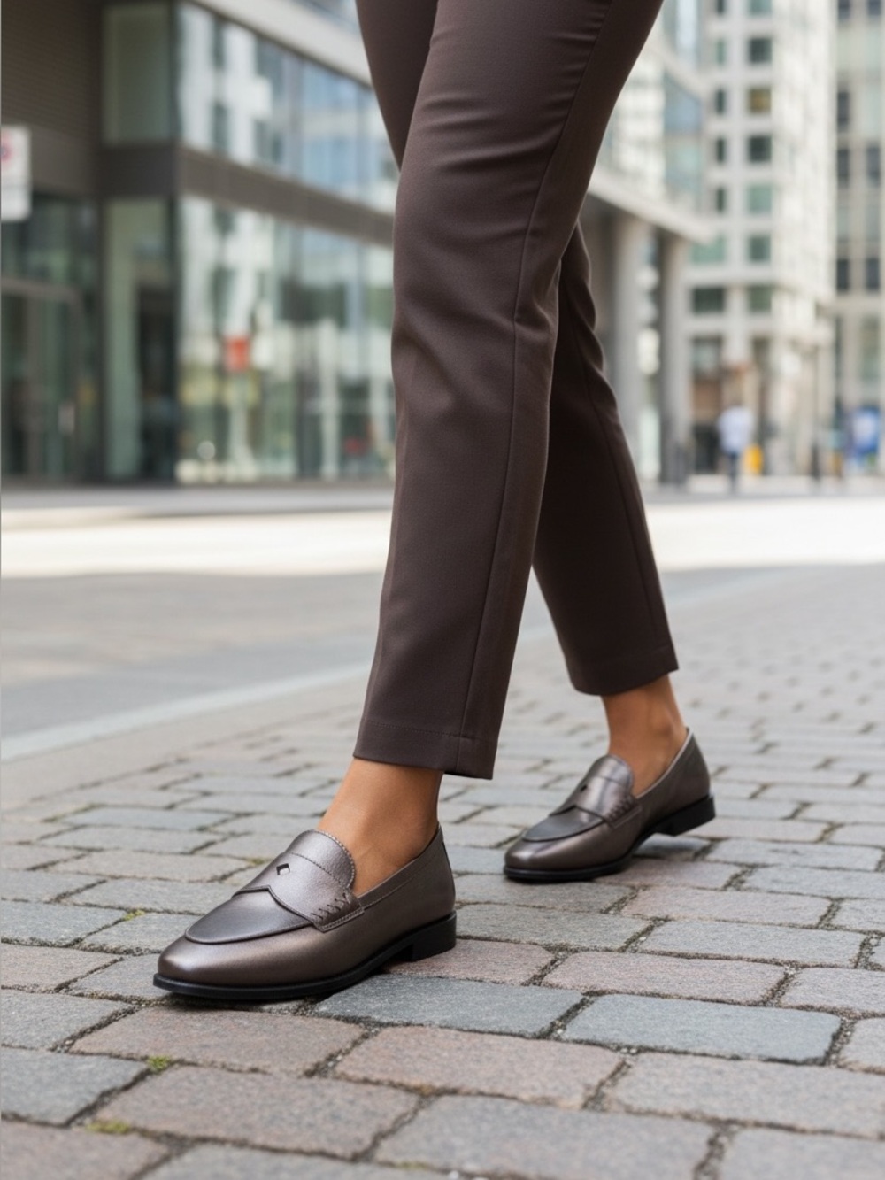Aerosoles Pewter Metallic Penny Loafers Women’s Size 8 New in Box